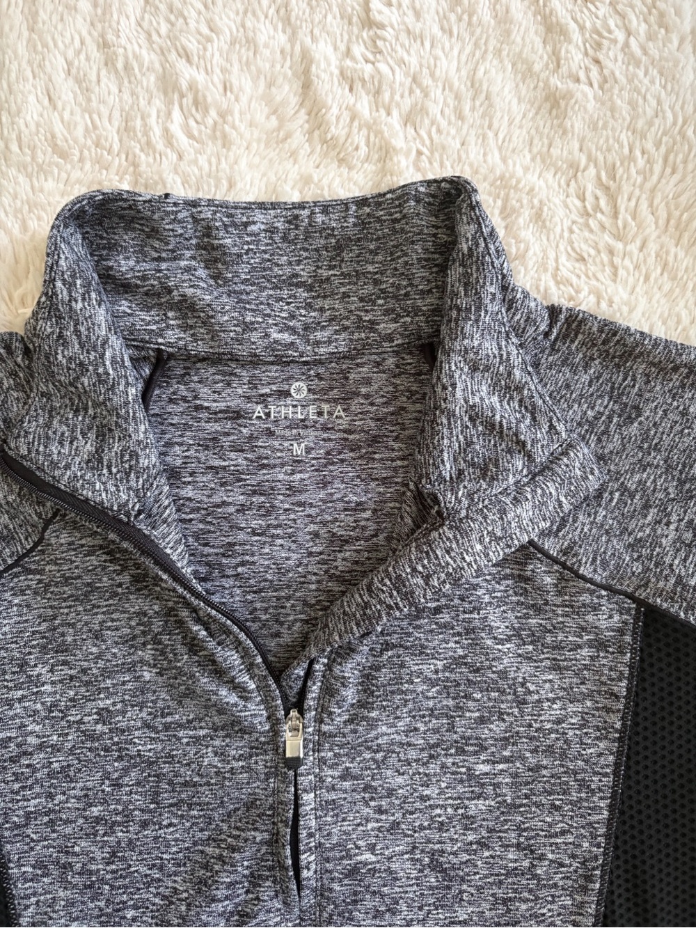 Athleta Running Wild Half Zip Pullover Gray Black Mesh Athletic Top M - Picture 3 of 4